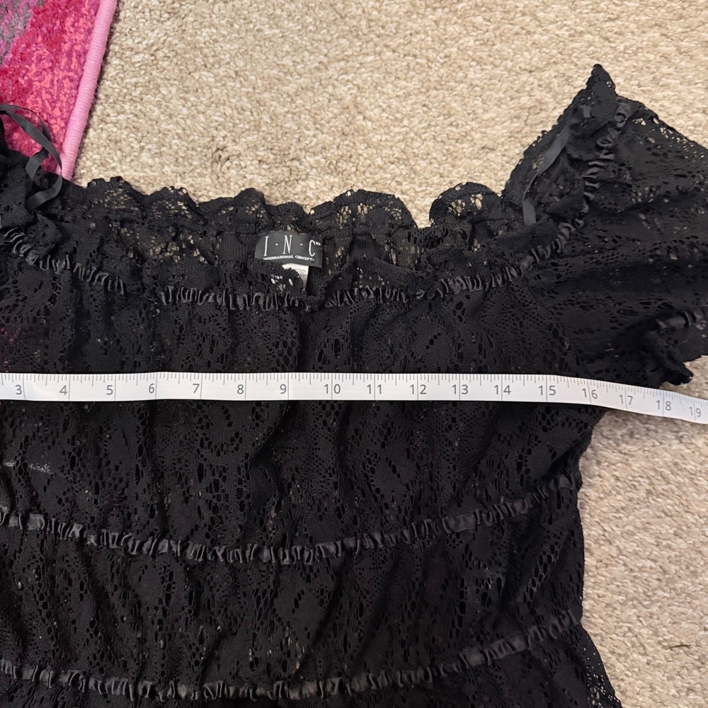 Vintage INC International Concepts Y2K Babydoll Black Top Lace SZ XL 90s - Picture 3 of 6